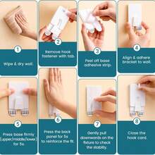 1/5/10pcs Portable White Photo Hanging Hooks, No-Drill Damage-Free Wall Photo Hooks, Self-Adhesive Decorative Picture Hooks, Suitable For Bathroom, Kitchen, Home, Door, Closet - Multicolor - View 9
