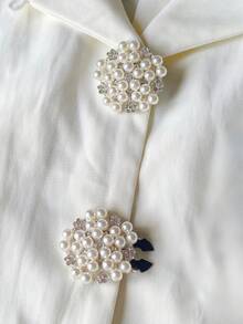 1pc/2pcs Shirt Pearl Button Cover, Vintage Cuff Button Clip, Suitable For Formal Wear, Wedding Gifts And Parties - Silver - View 4