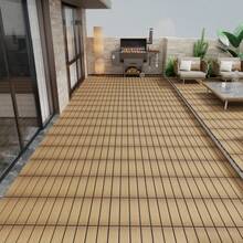 Patio Floor Tiles Pack Of 11 WPC Wood-Plastic Composite Patio Deck Tiles DIY Interlocking Decking Tiles, Quick Deck Floor Tile, Court Tile, Water Resistant Indoor Outdoor -11.8" Oak - Oak + Plastic - View 10
