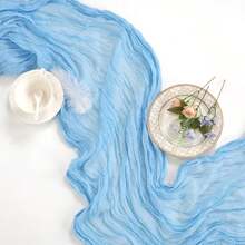1pc Cheesecloth Table Runner, Semi-Transparent Gauze Tablecloth, Bohemian Or Rustic Style Wedding Table Decor, Suitable For Wedding Decoration, Arch Drapery, Bridal Shower, Holiday Party Decor - Multicolor - View 60
