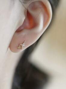 Fashionable Double Star Stud Earrings, Proposal Engagement Party Jewelry Gift - Multicolor - View 3