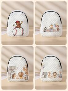 1pc Rhombus Pattern Backpack, School Bag, Storage Bag, Travel Storage Backpack, Animal Print Design, Large Capacity Foldable Easy Storage Bag, Lightweight Burden Reduction, Reinforced Double Shoulder Straps + Zipper Closure, Large Capacity Storage More Organized, Convenient And Practical For Retrieving Items, Suitable For Student School Bag, Girl's Commuter Backpack, Short Trip Bag, Campus Casual Backpack, Applicable For School Books, Daily Commute, Outdoor Travel - Multicolor - View 1