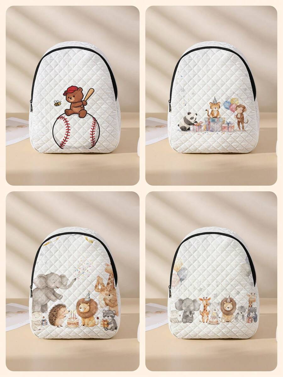 1pc Rhombus Pattern Backpack, School Bag, Storage Bag, Travel Storage Backpack, Animal Print Design, Large Capacity Foldable Easy Storage Bag, Lightweight Burden Reduction, Reinforced Double Shoulder Straps + Zipper Closure, Large Capacity Storage More Organized, Convenient And Practical For Retrieving Items, Suitable For Student School Bag, Girl's Commuter Backpack, Short Trip Bag, Campus Casual Backpack, Applicable For School Books, Daily Commute, Outdoor Travel - Multicolor - View 1