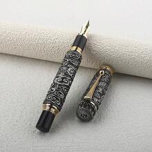 Luxury Gold Embossed Cloud Pattern Fountain Pen Vintage Metal Carved M Nib Business Signature Writing Pen Collectible Gift Stationery - Huabiao - View 8
