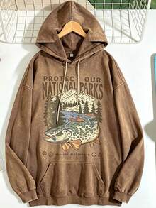 90s National Parks Unisex Sweatshirt Granola Girl Shirt Respect    Local Wildlife Pullover Hiking Camping Clothes Wanderlust Shirt - 咖啡色3 - 查看 2