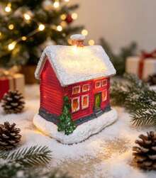 Enfeite de Natal em forma de casa com luzes LED. - B - Visão 5