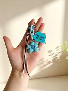 1pc Floral Lanyard Keychain, New Creative Colorful Flower Hand-Carried Key Pendant Chain - A - View 1