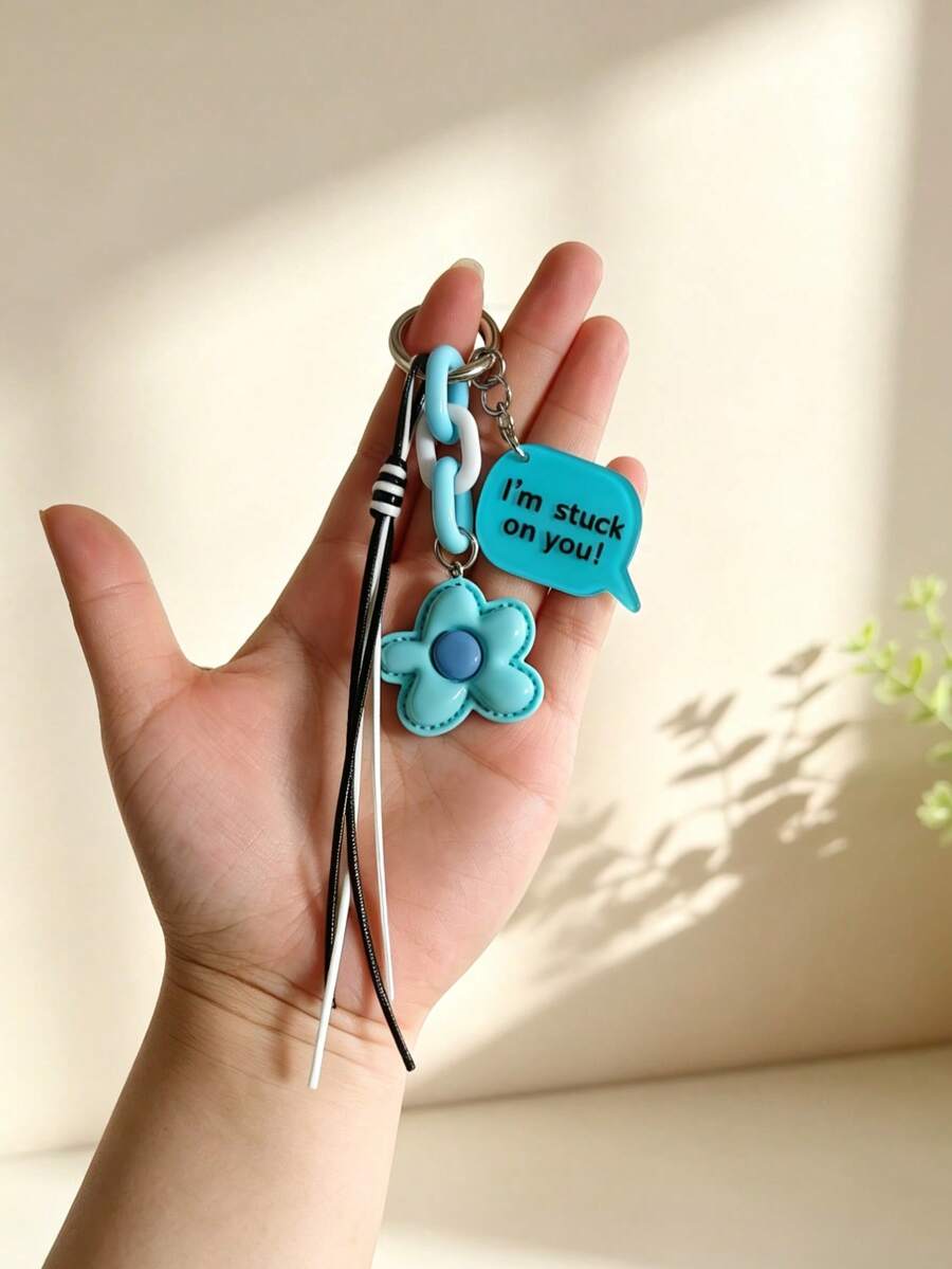 1pc Floral Lanyard Keychain, New Creative Colorful Flower Hand-Carried Key Pendant Chain - A - View 1