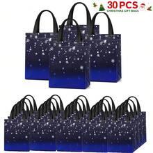 30pcs Christmas Gift Bags With Handles, Blue Snowflake Holiday Gift Tote Bag, 7.9 X 9.8 X 3.9 Inch Christmas Present Bags For Xmas Party, Holiday Gift Wrapping - Dark Blue - View 7