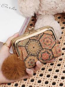 New Printed Women's Wallet, With A Pom-Pom Charm, Multi Card Slot Multifunctional Wallet, Can Be Split And Used As A Large Capacity Women's Wallet - Multicolor - View 9