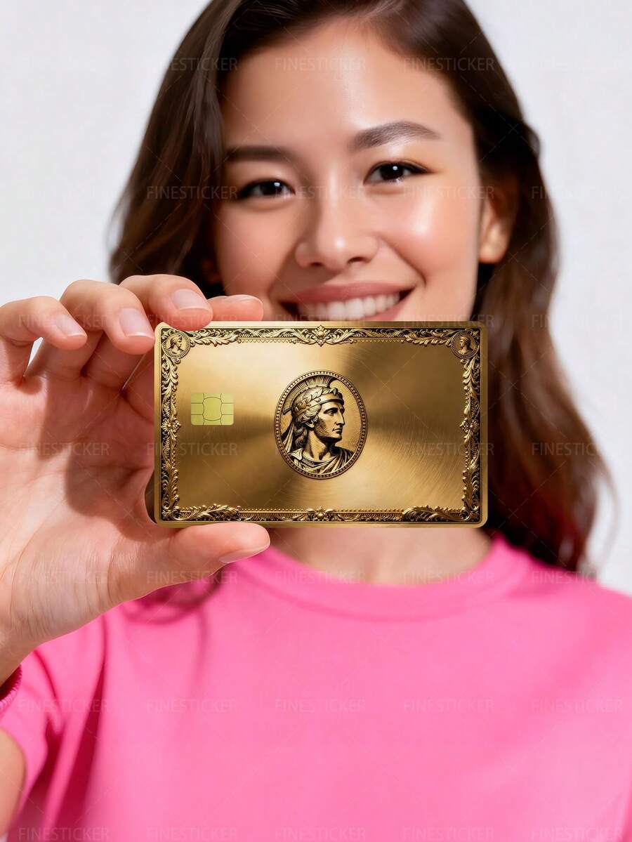 1pc Gold Ancient Roman Official Credit Card Sticker Privacy Protection Card Skin, Premium Holiday Gift PVC Material Anti-Fingerprint Anti-Scratch Wear-Resistant Card Sleeve, Suitable For Chip Cards, Bank Cards, Credit Cards, Transit Cards, Student Campus Cards Personalized DIY - Multicolor - View 1