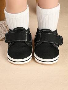 1 Pair Infant Toddler Canvas Flat Anti-Kick Casual Versatile Cute Sports Shoes For Boys, Suitable For Spring And Autumn - Black - View 5