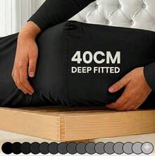 H&R Extra Deep Fitted Sheet 40 Cm (16 Inch) Pocket Soft Brushed Microfiber Mattress Bed Sheet Breathable, Shrink & Fade Resistant All Around Elastic, Machine Washable Sheet For Home Bedroom - Black - View 3