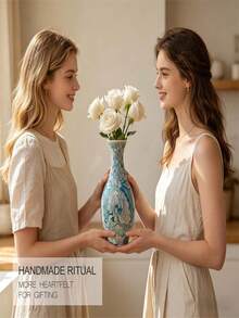 9Pcs/1 Set 3D Puzzle Vase Inner Liner Set, Decorative Hydroponic Plastic Flower Vase With Ocean Jellyfish Floral Pattern, Desktop Ornament For Home, Living Room, Office, Dining Table, Gift For Adult Women - Multicolor - View 7