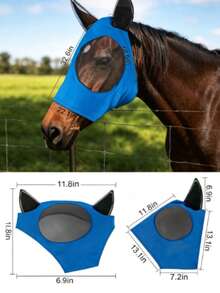 Soft Mesh Horse Fly Mask With Ears, Breathable Eye And Face Protection, Anti-Fly Face Mask, UV Protection Horse Gear - Multicolor - View 4
