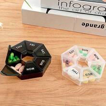 Travel Weekly Round Pill Organizer With 7 Compartments, Convenient For Organization - Conventional - View 9