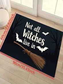 1pc New Halloween Witch & Bat Theme Pattern Doormat, Suitable For Living Room, Bedroom, Indoor - Machine Washable - Flannel Material, Soft Texture, Skin-Friendly, No Pilling, Water-Resistant, Easy Care, Odorless - Perfect For Home Decor, Room Decor, Living Room Rug, Bedroom Rug, Bathroom Rug, Kitchen Rug, Area Rug, Hotel Decor - Area Rug, All Season - Multicolor - View 6