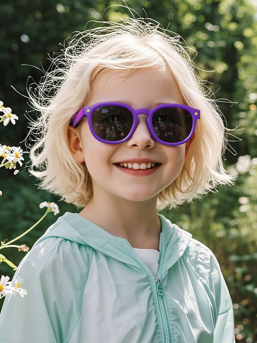 1 Pair Kids Fashion Dual-Color Silicone Sunglasses, Suitable For 3-14 Years Old Boys And Girls, Versatile Kids Eyewear, Personalized Photo Posing, Comfortable And Ultra-Lightweight - Multicolor - View 1