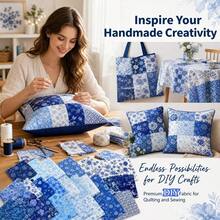 30pcs 25*25cm Hydrangea & Floral Print Fabric Set | Pre-Cut Quilt Squares, 30 Fashionable Floral Patterns, Suitable For Quilting, Patchwork, Sewing And DIY Crafts - Blue Series - View 4