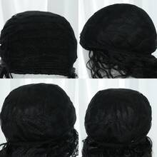 Black Fluffy Curly Ponytail Wig For Men Vintage Rock Style Synthetic Wig For Party Halloween Cosplay Retro Rocker Costume Wig For Stage Performance - Black - View 9