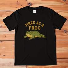 Tired As A Frog T-Shirt  Funny Graphic Tee  Humorous Animal Quote Shirt - 款式 - 查看 1