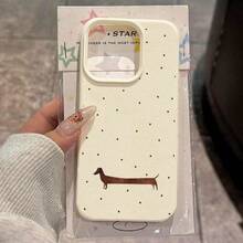 1 pieza Funda de teléfono de TPU con cobertura completa y diseño de patrón de perro salchicha transparente con efecto espacial - Multicolor - Ver 5