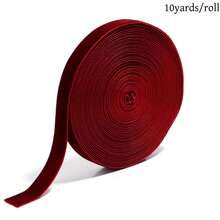 1-4cm 10yd Burgundy Single-Sided Velvet Ribbon, Handmade DIY Hair Accessories, Clothing Bows Supplies; Suitable For Christmas, Halloween, Wedding, New Year, Birthday, Back To School / Graduation Party Decoration, Bouquet Wrapping, Gift Wrapping Ribbon - Burgundy - View 14