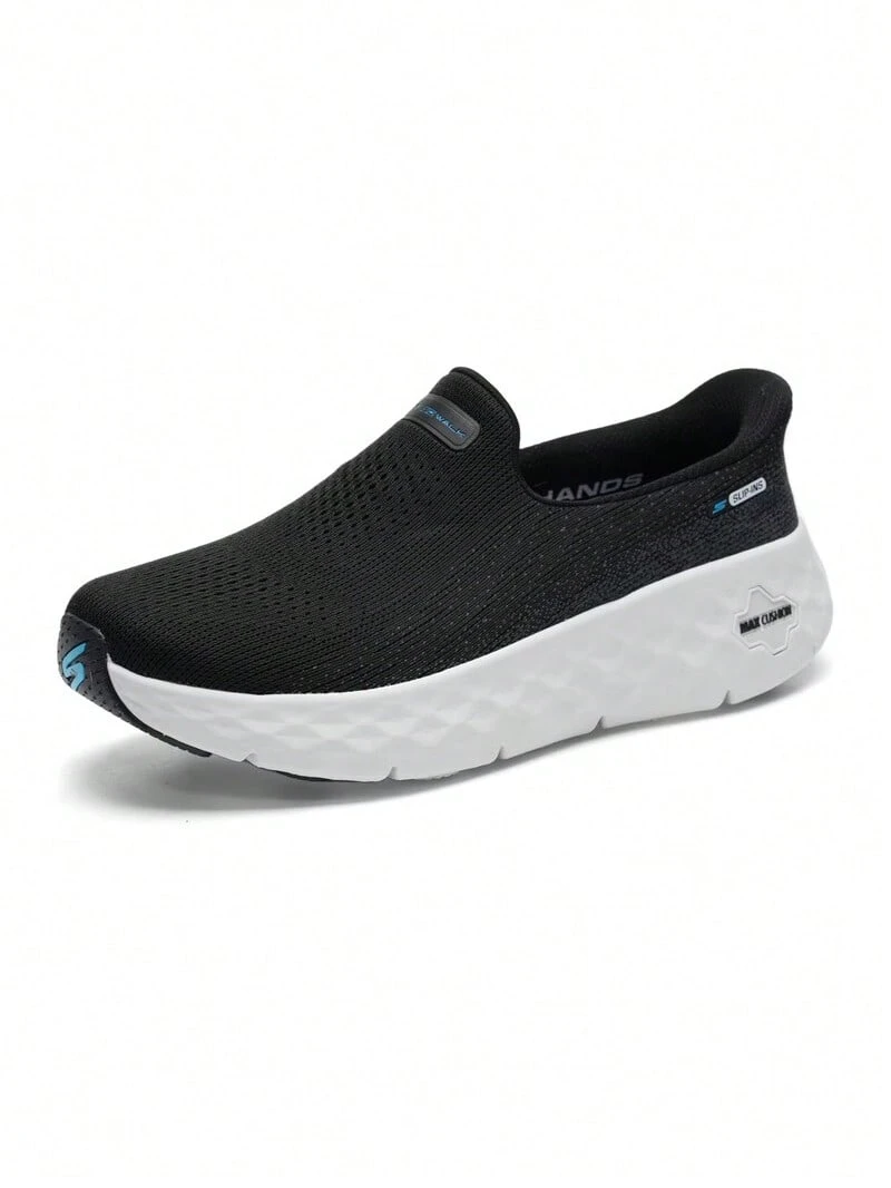 Skechers Men's MAX CUSHION Series SLIP-INS Hands-Free High-Rebound Thick-Sole Cushioned Breathable Casual Walking Shoes - Black - View 1