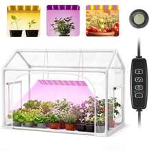 Mini invernadero interior con luces de cultivo, carpa de PVC, kit portátil de gabinete de invernadero para inicio de semillas de plantas - Transparente - Ver 3