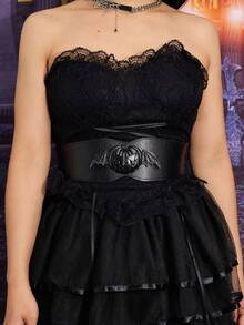 1pc Dark Black Punk Style Rhombus Pumpkin Bat Accessory Waist Cincher Suitable For Halloween Party - Black - View 3