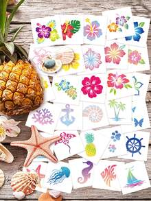 STARTTOOS 60pcs Ocean Floral & Animal Pattern Temporary Tattoo Stickers, Kids DIY Birthday Party Christmas Gift Arm Body Waterproof Temporary Tattoo Decals - Multicolor - View 7