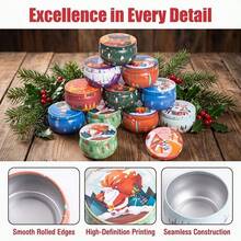 10PCS Portable Candle Jars, Assorted Designs, With Lids, Christmas-Themed, Colorful, Heat-Resistant, Leak-Proof, And Versatile. - C5-10PCS Random Pattern - View 7