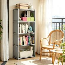Guarda-roupa à Prova de Poeira Doméstico, Estante de Livros para Quarto, Combinação de Armário de Armazenamento, Armário de Armazenamento, Estante de Livros - Chumbo - Visão 9