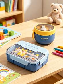 SEAL LOCK Cartoon Lunch Box, Student Campus Large Capacity Meal Box, Divided Breakfast Bento Box, Fruit Fresh-Keeping Box, Office Worker Weight Loss Meal Box, Suitable For Company, School, Outdoor Picnic And Camping Food Storage - Multicolor - View 9
