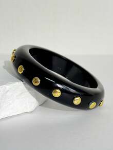 1PC/4PCS Gelang Resin Rivet Logam Asimetris Geometris Blok Warna Merah Muda & Hitam Manis Perhiasan Personalisasi Gadis Y2K Cocok Untuk Pemakaian Sehari-hari Dan Paduan Pesta - MultiWarna - View 7