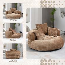 Beige Chenille Sofa - Comfortable Gaming Chair - Coffee Brown - View 4