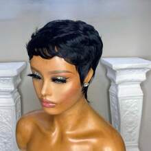 Short Wigs For Black Women, Real Hair Pixie Short Wigs, Brown, Black, Multi-Color Short Layered Wigs, Christmas & Daily Fashion Layered Short Wigs With Bangs - Multicolor - View 10