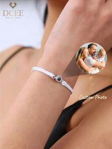 Customized Couple Projection Bracelet, Suitable For Mother's Day, Birthday, Graduation Gifts, Applicable For Couples And Families. - White 3 - View 2