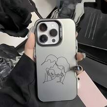 1pc Black Matte Laser Energy Shell Personalized Line Family Of Three Pattern Phone Case Compatible With IPhone 16 Pro Max/17/16/15/14 Plus/13/12/11/Air And Series - Multicolor - View 3