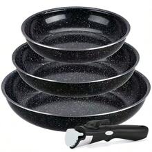 4PCS Non-Stick Cookware Set, Stackable Pots And Pans Set With Detachable Handle, Frying Pan Set With Spoon & Spatula, Removable Handle Kitchen Cookware, Dishwasher And Works On Gas, Electric & Induction Stovetops - View 1