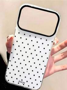 Cute Pink Polka Dot Pattern Glossy Jelly Phone Case, Compatible With IPhone 17 Pro Max 16 Pro Max 17 16 15 14 13 12 Pro Max 11, Cute Shockproof Soft Back Cover - Black - View 2