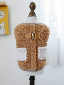 1 Stück Haustierkleidung Hund Katze Bekleidung Kleiner Hund Welpe Glücklicher Welpe Kätzchen Niedliche Haustierkleidung Hundebekleidung Kleiner Hund Herbst/Winter Warm Bequem Taschenweste - Braun - Verschiedenfarbig - Übersicht 2