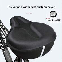 1pc Thickened & Widened Comfortable Breathable Sponge Bicycle Saddle Cover, Outdoor Cycling Bike Seat Cushion For Large Butt, Suitable For Daily Riding With Rain Cover - Multicolor - View 3