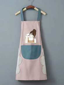 1pc Adjustable Neck Kitchen Apron, Waterproof & Oil-Proof, With 1 Pocket, Unisex, Suitable For Kitchen & Catering - Multicolor - View 19