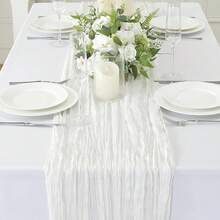 1pc Cheesecloth Table Runner, Semi-Transparent Gauze Tablecloth, Bohemian Or Rustic Style Wedding Table Decor, Suitable For Wedding Decoration, Arch Drapery, Bridal Shower, Holiday Party Decor - Multicolor - View 12
