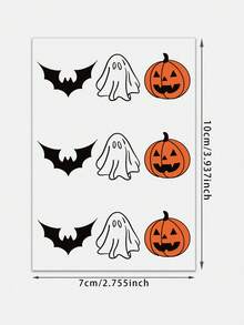 1 tờ hình xăm dán tạm thời mini Halloween, kết hợp bí ngô ma và dơi, decal nghệ thuật cơ thể đơn giản dễ thương cho nữ, dán cổ tay ngón tay cẳng tay, trang trí Halloween - Nhiều màu - Xem 6