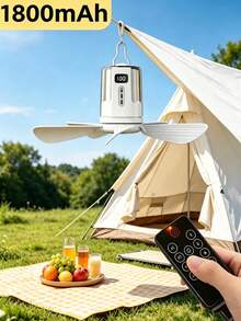 1pc Mini Rechargeable Ceiling Hanging Fan,4 Wind Speed Adjustable Tent Fan With Warm White RGB Lighting,Quiet Camping Fan For Tent, Dorm, Travel - 1 - View 4