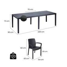 Dmora Arret - set Salotto da Esterno, Nero Antracite, 8 Posti Made in Italy - nero - Visualizzare 3