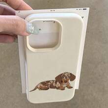 1 pieza Funda protectora de teléfono de TPU con cobertura completa y diseño de patrón de perro salchicha transparente con efecto espacial - Multicolor - Ver 3