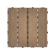 Patio Floor Tiles Pack Of 11 WPC Wood-Plastic Composite Patio Deck Tiles DIY Interlocking Decking Tiles, Quick Deck Floor Tile, Court Tile, Water Resistant Indoor Outdoor -11.8" Oak - Oak + Plastic - View 3